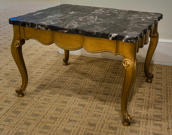 Marble top table with gold legs $30