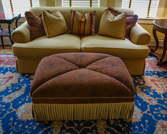 View of Henredon Couch and French Ottoman together
