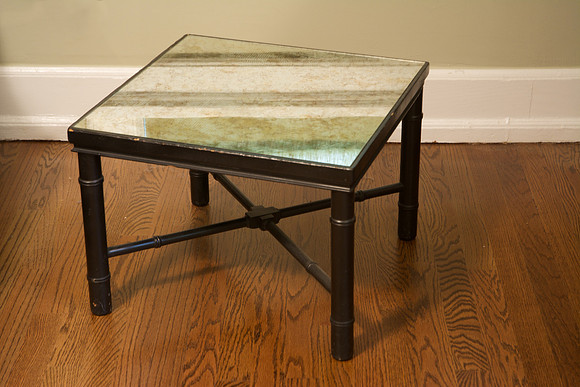 Glass Top Table w. Black Legs $25